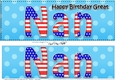 Large DL Happy Birthday GREAT NAN 3D decoupage USA Stars & Stripes