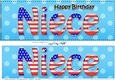 Large DL Happy Birthday NIECE 3D decoupage USA Stars & Stripes