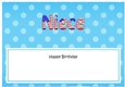 Large DL Happy Birthday NIECE insert USA Stars & Stripes