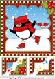 Christmas Penguin 8 x 8 Scalloped Corner Topper