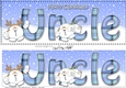 Large DL Merry Christmas UNCLE 3D decoupage with Tartan Snowball Sam