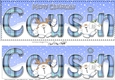 Large DL Merry Christmas COUSIN 3D decoupage with Tartan Snowball Sam