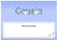 Large DL Merry Christmas COUSIN insert with Tartan Snowball Sam