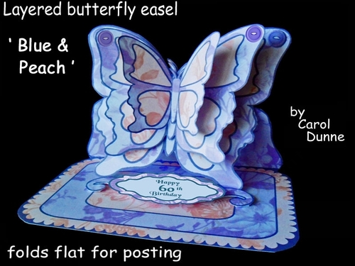 Layered butterfly Easel - Blue & peach