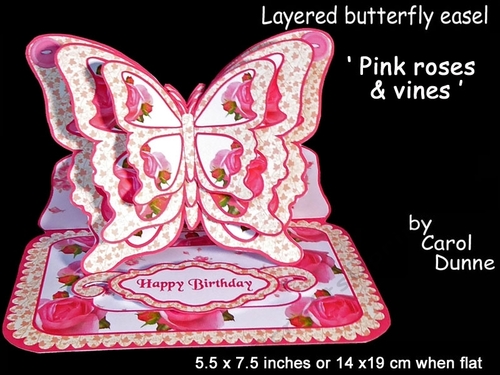 Butterfly easel Pink roses & vines