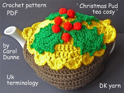Christmas pud tea cosy crochet pattern