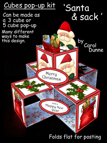 Cube pop-ups Santa & his sack