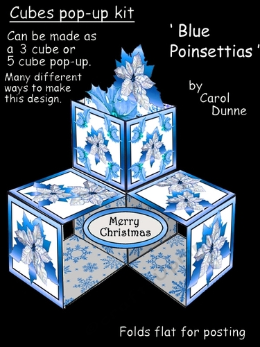 Cube pop-ups Blue Poinsettias