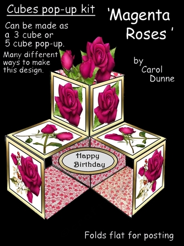 Pop-up cube Magenta Roses