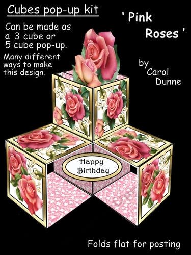 Pop-up cube Pink Roses
