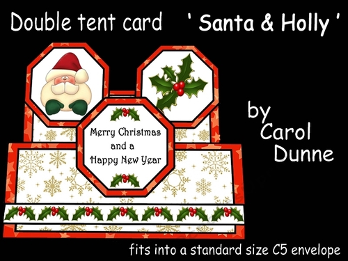Double Tent Santa & Holly