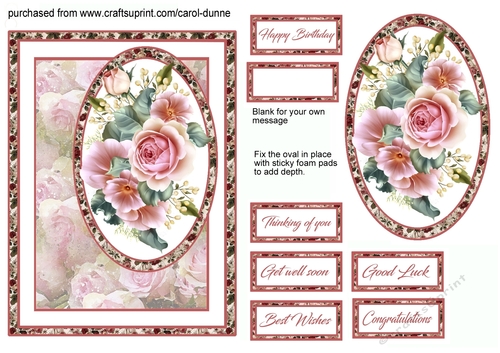 Lovely pink roses quick card
