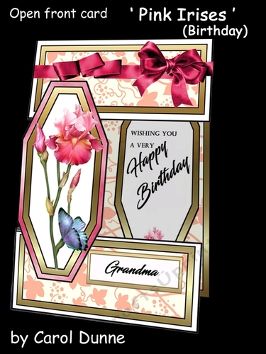 Open front Pink Irises Bday