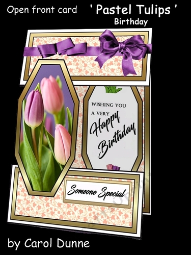 Open front Pastel Tulips Bday