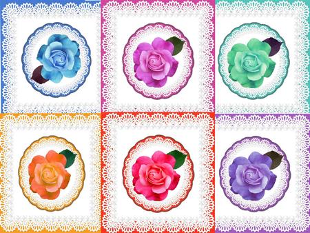 Square Lace Cards with Roses