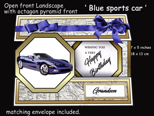 Open front Blue sports car