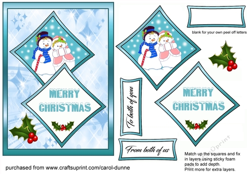 Two squares Mr & Mrs Snowman