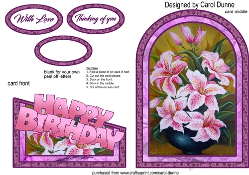 Cutaway Pink lilies (birthday)