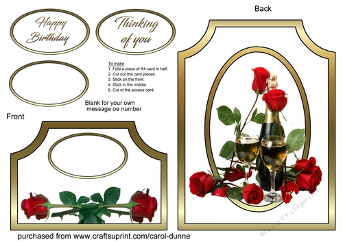 Cutaway Red roses & Champagne  Birthday
