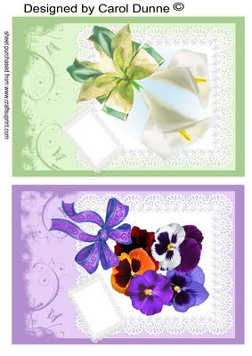 Lilies and Pansies on Lace Card Fronts
