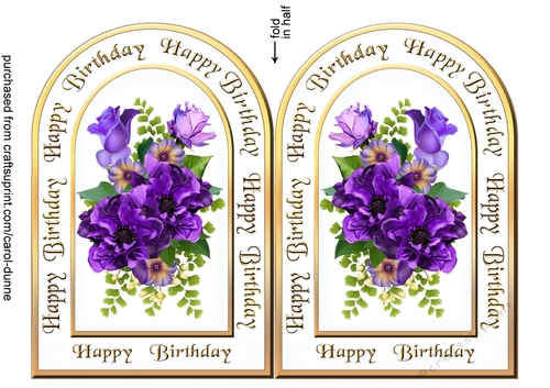 Archway card Purple flowers