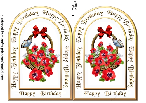 Archway card Basket of anenomes