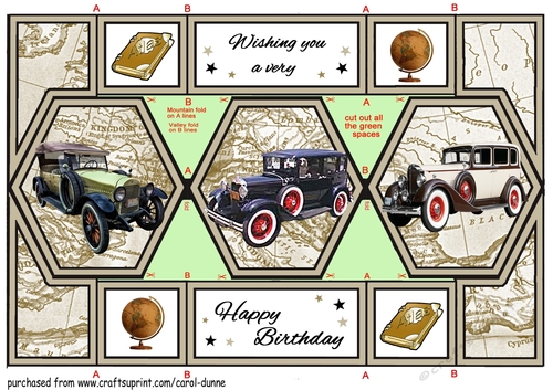 Tri fold Vintage cars