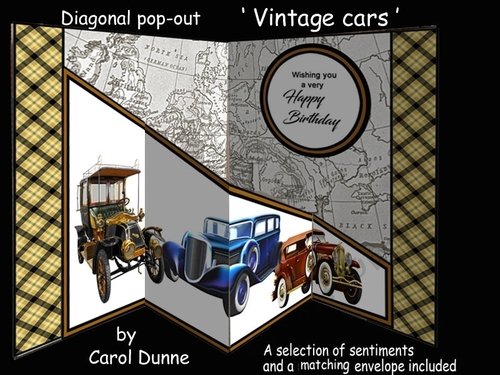Diagonal pop-out Vintage cars
