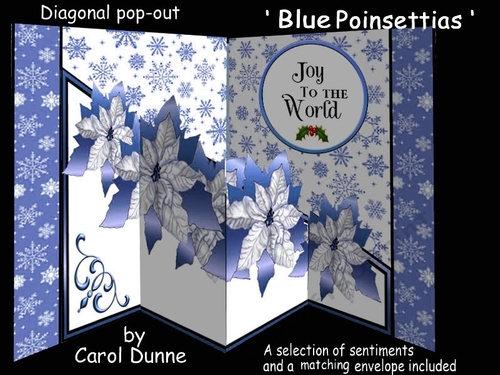 Diagonal pop-out Blue Poinsettias