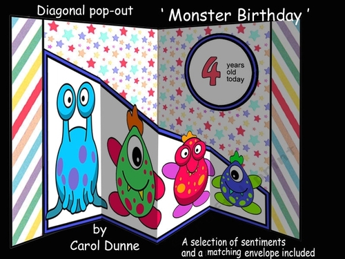Diagonal pop-out Monster birthday