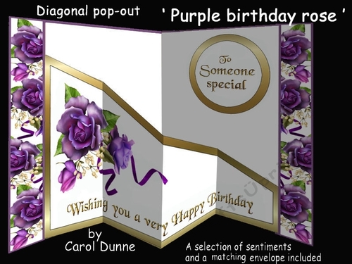 Diagonal pop-out Purple birthday rose