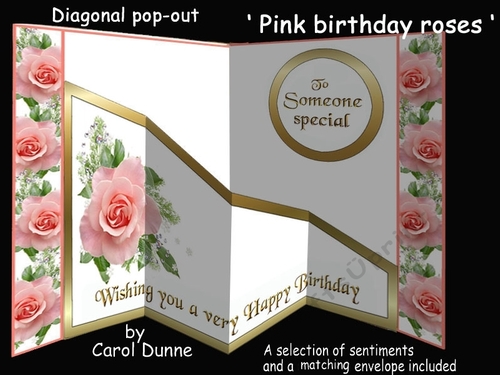 Diagonal pop-out Pink birthday rose