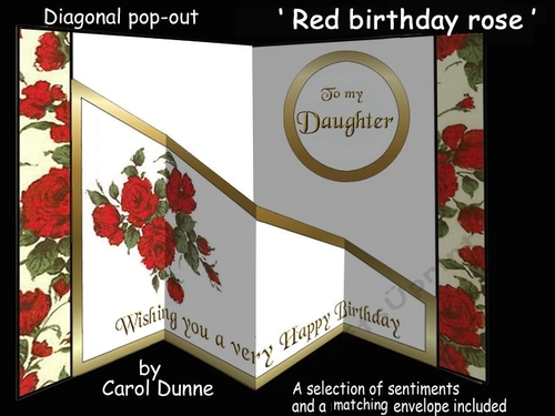 Diagonal pop-out Red birthday rose
