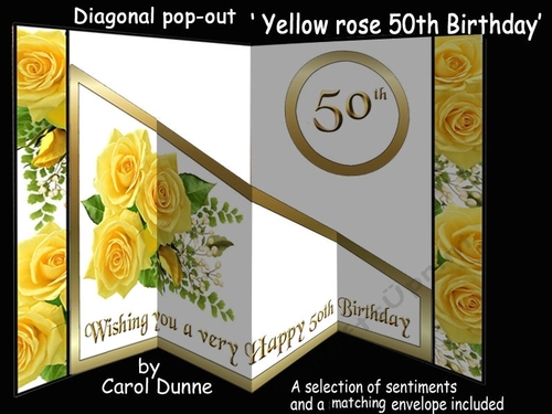 Diagonal pop-out Yellow 50th birthday rose