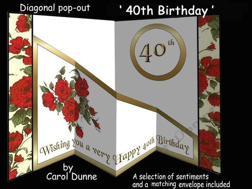 Diagonal pop-out Red 40th birthday rose