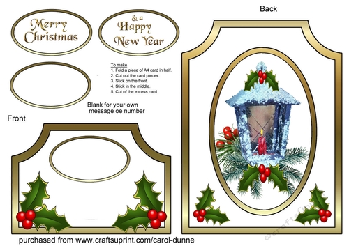 Cutaway Blue lantern & holly