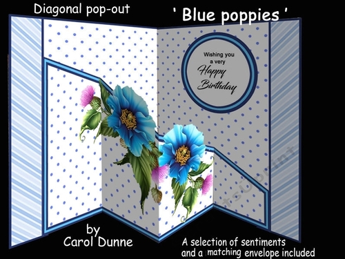 Diagonal pop-out Blue poppies