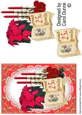Poinsettias, Candles and Book