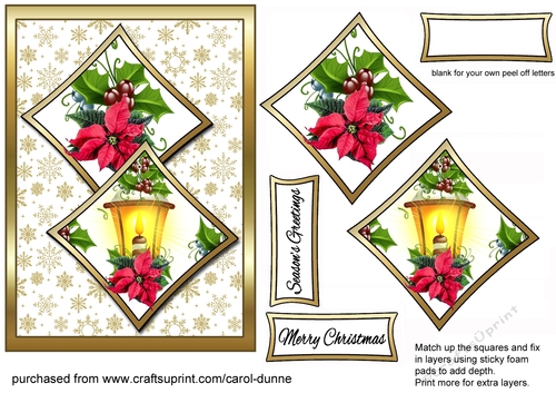 Two squares Lantern & poinsettia