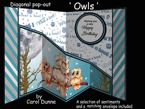 Diagonal pop-out Owls (blue)