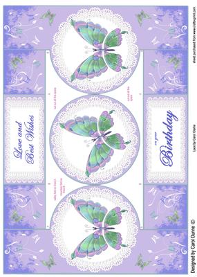 Butterflies and Lace (blue) Circle Shutter Card