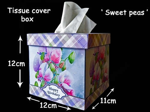 Tissue box cover Sweet peas