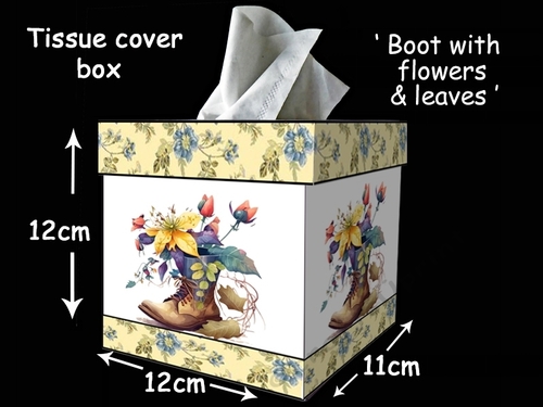 Tissue box cover Flowers & leaves