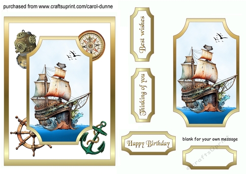 Old sailing ship 5x7inches