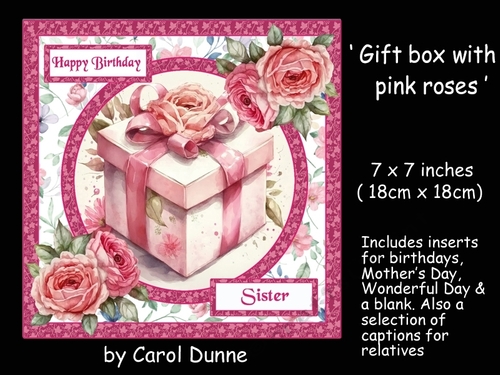 Gift box with pink roses