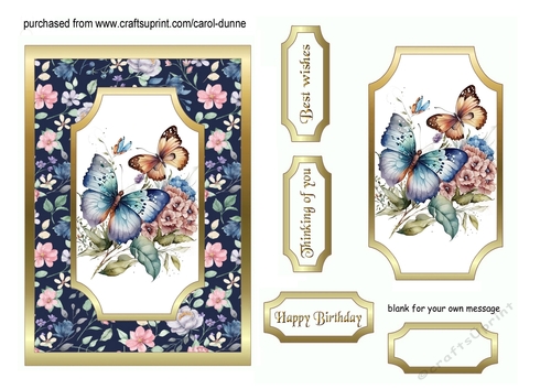 Blue butterfly 5x7