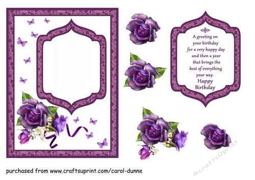 Purple roses with verse