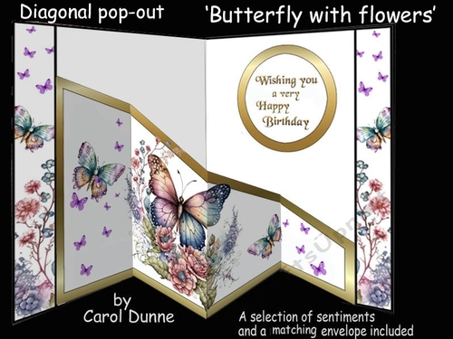 Diagonal pop-out Butterflies with flowers