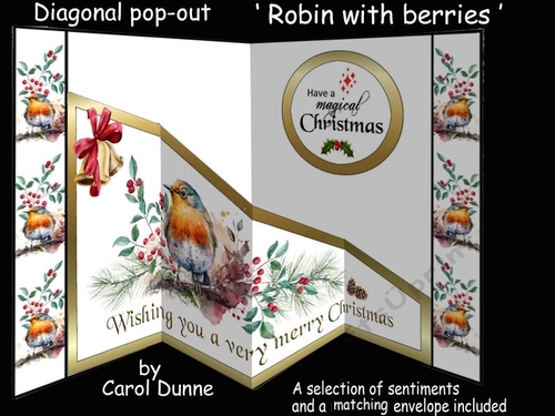 Diagonal pop-out Robin with berries