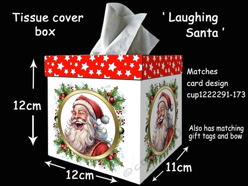 Tissue box cover Laughing Santa